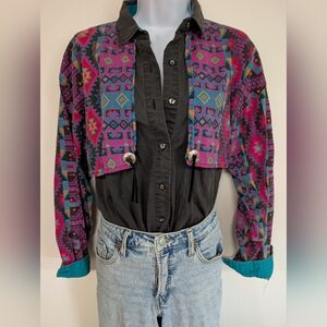 Retro 90s Geometric Woman's Western Button Up
